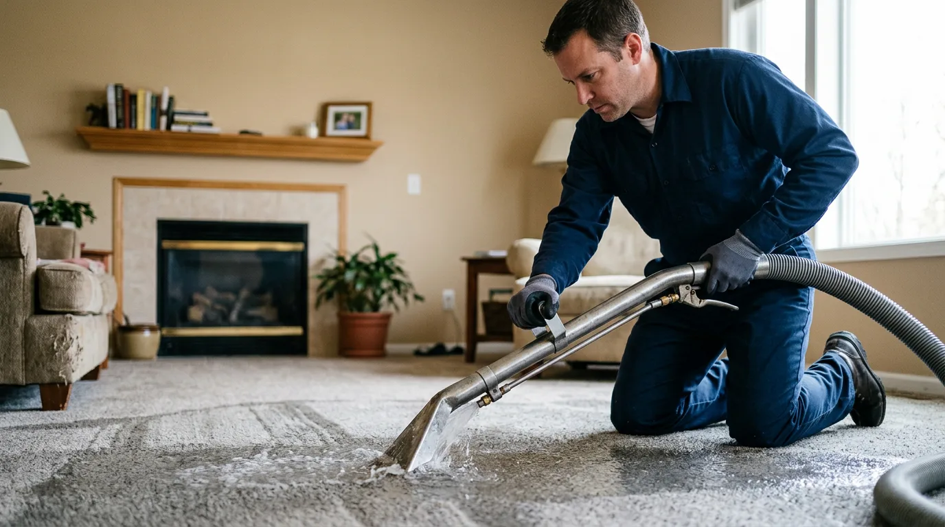 Water damage restoration technician working near Newton, IA